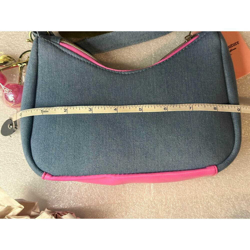 NWT Juicy Couture Kids Strawberry Denim Mini Shoulder Bag Y2K Rhinestone Purse - Picture 4 of 6